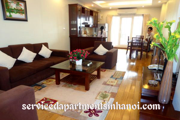 Spacious two bedroom serviced apartment for rent in Hoan Kiem, full services.