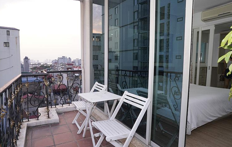 Balcony, Lightful & Beautiful view Apartment rental in Ba Dinh