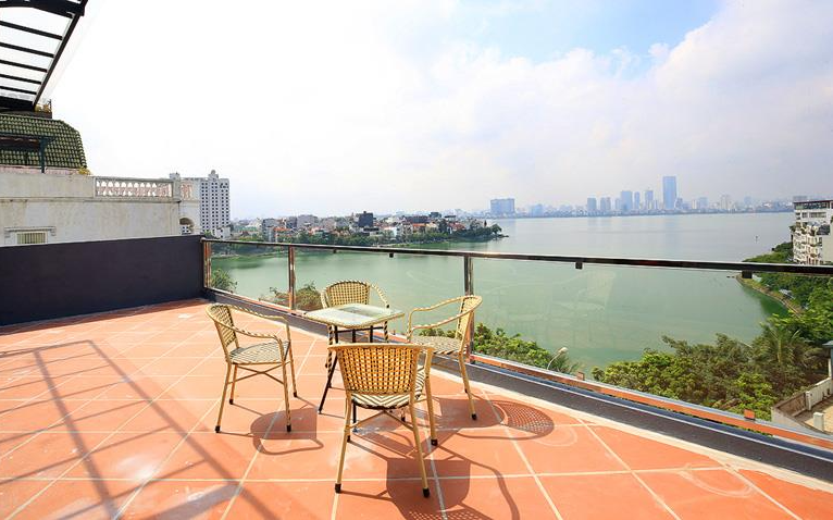 Lake View, Big Terrace Deluxe 2 BR Apartment for rent in Xuan Dieu Str, Tay Ho