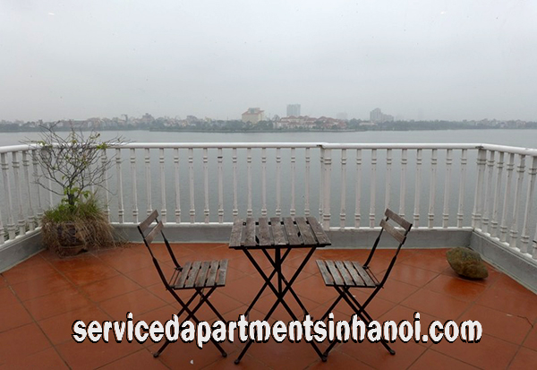 Lake view Two bedroom Apartment Rental in Nhat Chieu street, Tay Ho, Big Balcony