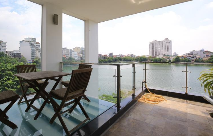 Large Balcony, Spectacular Lake View 3 BR Apartment In Quang An Str, Tay Ho District