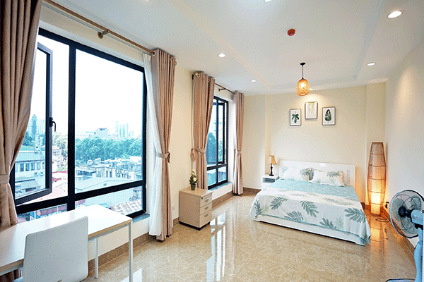 Peaceful and Bright One Bedroom Serviced Apartment Rental in Giang Vo street, Ba Dinh