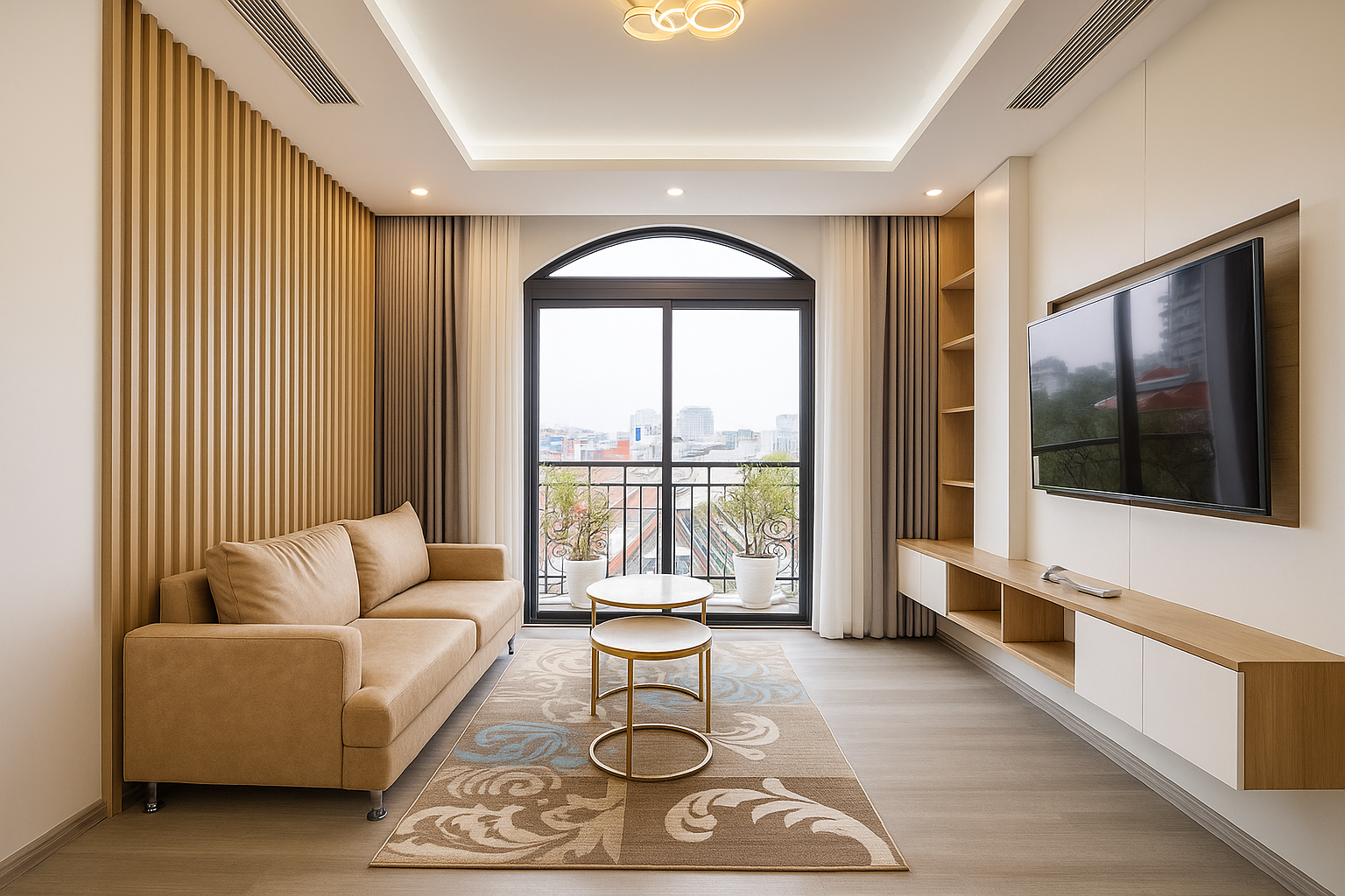 Sophisticate interior 2 Bedroom Apartment in To Ngoc Van str, Tay Ho, Beautiful Terrace