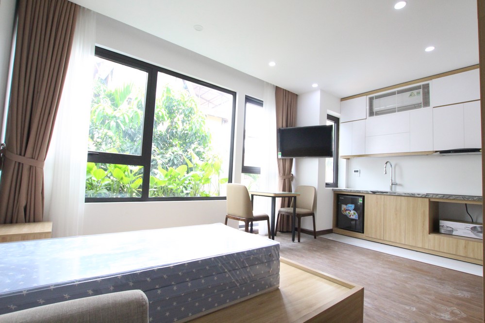 Studio Type Apartment Rental in To Ngoc Van, Tay Ho, Small Gym on the terrace