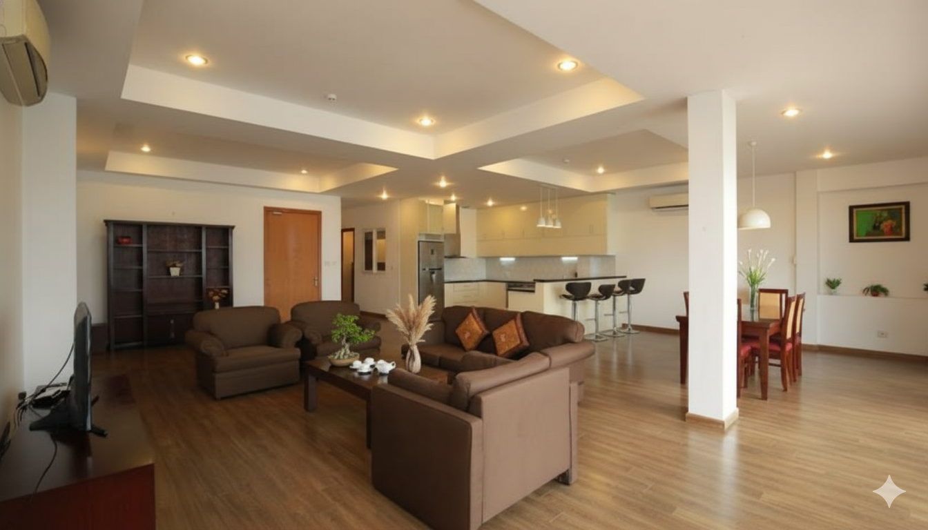 Westlake screen 3 bedroom apartment in Xuan Dieu for rent